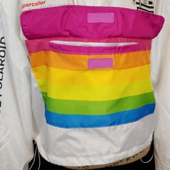 Polaroid 1/4 zip rainbow wind breaker white M220 - Picture 6 of 8